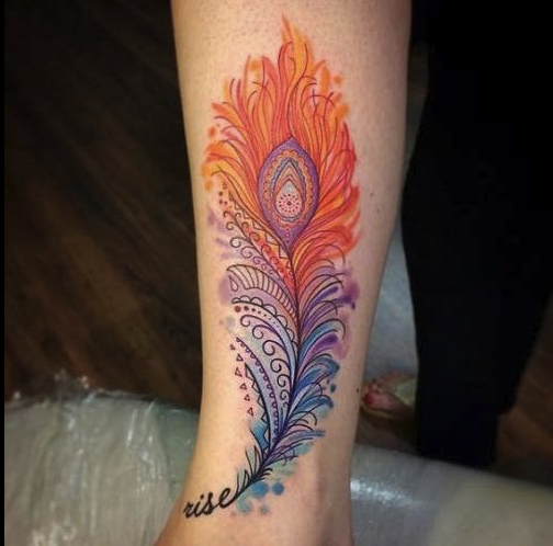Rise feather tattoo by Goose Saginaw tattoo artist